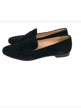 J.Crew black suede penny loafers Size 6